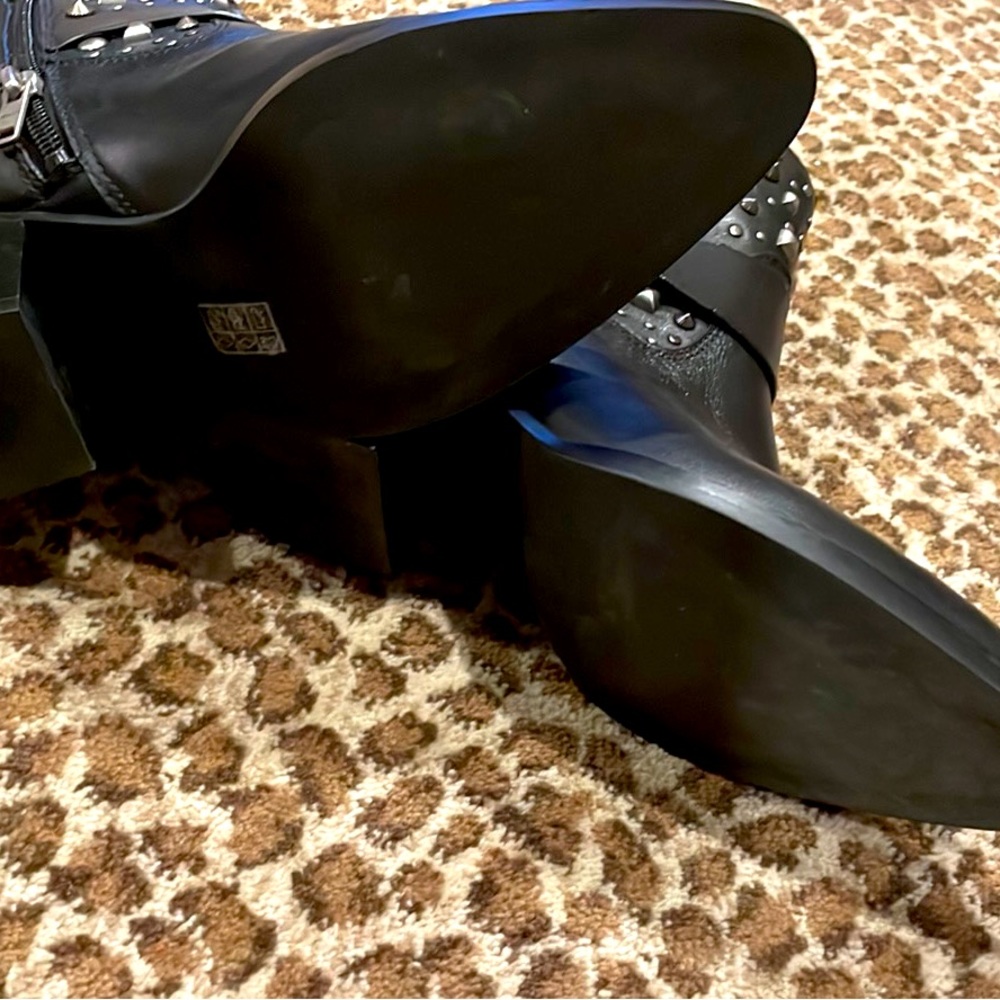 EUC Black Coach Boots with silver studs all intact with side zippers